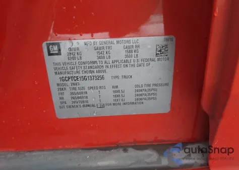 2016 Chevrolet Colorado Lt из США, поврежденный, VIN 1GCPTCE15G1373256